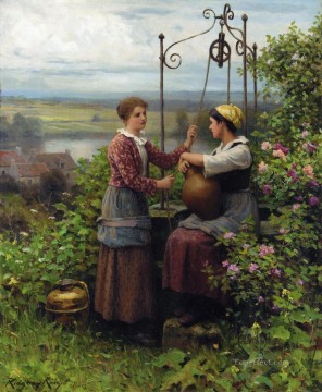 The Conversation countrywoman Daniel Ridgway Knight Oil Paintings